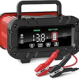 YONHAN Battery Charger 0-10 Amp, Upgraded 12V/24V LiFePO4 Lead Acid Portable Car Battery Charger w/Large Display Screen, Fully-Automatic Smart Trickle Charger Automotive, Battery Maintainer-image-45
