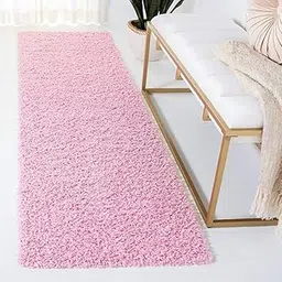FIASCO Super Ultra Soft Shaggy Handcrafted Anti-Skid Silk Touch Rectangular Carpet. Size (1.5X4 Feet Pink)-picture-19