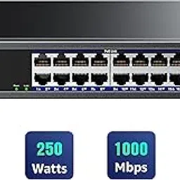 Aumox 18-Port Gigabit Network Unmanaged Switch, 16-Port PoE with 2 Uplink Gigabit Ports, 250W Built-in Power, Metal Casing and 19-inch Rackmount, Traffic Optimization, Plug and Play(SG518P)-image-35