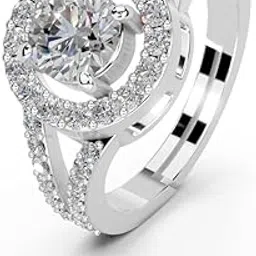 Pure 925 Sterling Silver Ring Rhodium Plated Minimal Jewelry Hallmark with Size Adjustable Birthday Wedding Anniversary Gift for Women and Girls CZ AAA+ Diamond jewellery(MH-R-36)-image-14