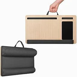 Tarkan Lap Desk with Dual Cushion, Mobile Stand, Mouse Pad & Wrist Rest for Upto 15.6 Inch Laptop for Home, Office (Maple Wood)-picture-24