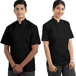 QUINTUS Half Sleeve Plain Chef Coat for Men & Women | Breathable Unisex Poly-Cotton Kitchen Uniform for Professional Chefs | Chef Coat for Restaurant & Catering Use-picture-44