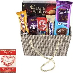 SFU E Com Dairy Milk Silk With Designer Jute Basket | Valentine Chocolate With Love Greeting Card | Valentine Chocolate Hamper | 813-picture-14