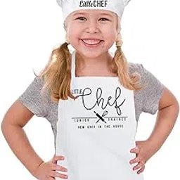 La Festiya Cotton Blend Unisex Little Chef Apron and Cap Set for Babies, Girls and Boys for Photoshoot, Fun, Activity, Cooking, etc-picture-10