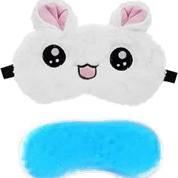 Jenna™ Cute Gel Fur Sleeping Eye Shade Mask Cover for Insomnia, Meditation, Puffy Eyes and Dark Circles Kitty White-image-39