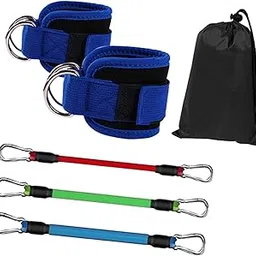 3 Pieces Ankle Resistance Bands with Cuffs for Strength Training Working Out Dark Blue Sporting Goods Fitness, Running & Yoga Fitness Equipment & Gear Resistance Trainers-image-29