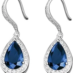 peora Silver Plated Blue Cubic Zirconia Studded Drop Earrings Fish Hook Back Fashion Jewellery for Women & Girls-picture-18