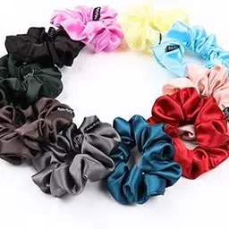 Satin Scrunchies For Women Girls, Same 10 Colors as Shown Scrunchy Hair Bands, Rubber Band, Accessories ties, Best Gift for Sister Mother Girlfriend, Regular Size, Light, Pack of 10-picture-12