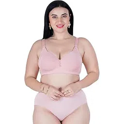 tweens Women's Plus Size Minimiser Bra and Panty Set- Lightly Padded, M-Frame Design, Broad Straps and Belt, U-Back Closure, Seamles Panty, Available in C & D Cup Sizes(Pack of 1)-picture-13