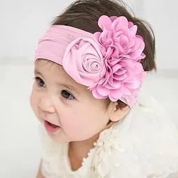 SYGA Baby Headbands Girls Rose Flower Nylon Strechable Hairbands For Newborn Infant Toddlers Kids 0-3 Year (Pink)-image-88