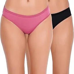 black me Women's Cotton Mid Waist Bikini (Pack of 2_Colors_Black & Pink)-picture-53