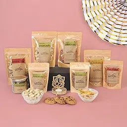 FOODCLOUD.IN Munchies Festive Goodness Diwali Gift Hamper - Vegan, Gluten Free, High Protein & Baked or Roasted - Gift Box (Pack of 9)-picture-20