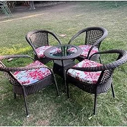 IIOF D-8 Chairs Table Set 4+1 Wicker Patio Furniture Sets (4 Chair and 1 Table) Indoor & Outdoor Use | Living Room, Balcony & Garden | Furniture Sets (Brown)-picture-18