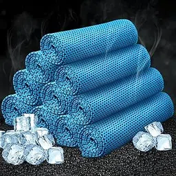 Honoson 10 Pcs Cooling Towel Bulk Breathable Chilly Towel Workout Cool Cold for Neck Face Microfiber Towel for Gym Travel Yoga Camping Running Outdoor Sport (Blue)-picture-29