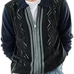 snitch Men's Sweater | Geometric Knit Patterns & Zipper Closure | 100% Wool Fabric, Regular Fit, Drop Shoulder Design, Casual Wear, Breathable & Durable-picture-11
