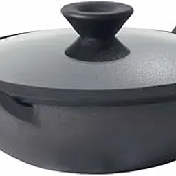 Meyer Pre Seasoned Cast Iron Kadai|Iron Kadhai with Lid for Cooking and Stir Frying | Heavy Base Iron Kadai Big Size | Gas Stove and Induction Friendly 30cm/ 4.5 Liters, Black-picture-35