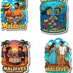 Regalo Casila Maldives Fridge Magnet for Couples Travel Lovers Home Kitchen Decor Romantic Gift for Husband Wife Friends Anniversary Set of 4-picture-14