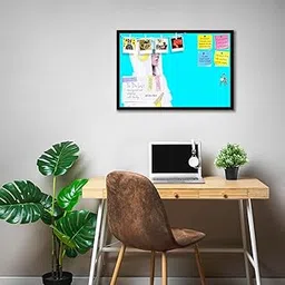 ArtzFolio Party Crazy Girls | Bulletin Board Notice Pin Board | Vision Soft Board Combo with Thumb Push Pins & Sticky Notes | Dark Brown Frame | 18 x 12 inch (46 x 30 cms)-picture-28