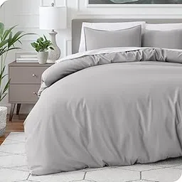 Viewstar Premium Cotton Duvet Cover, King Size 91x101 Inches, 300 Thread Count, Ultra-Soft, Wrinkle-Free, Cotton-Quilt/Comforter Zipper Cover (Light Grey)-image-45