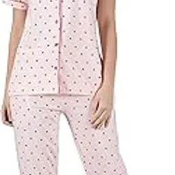 Collar Top & Pyjama Set | Premium Knitted Cotton | Button-Closure Collar Shirt | Full-Length Bottoms with Pockets | Regular Fit Night Suit-image-1