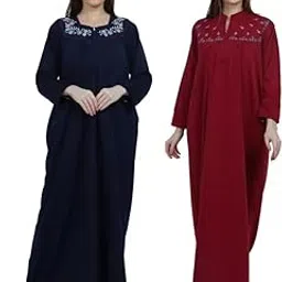 taausha Woolen Nighty Flower Dark Red Deg_1- Dark Red_Deg_2-picture-47