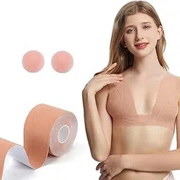 fshway Boob Tape with 2 Silicone Nipple Cover Multipurpose Body Tape for Women Push Up & Lifting Breast Tape Breast Lift Bra Tape for Nipple Cover Reusable-picture-45