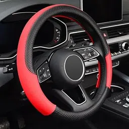 CARIZO ComfyGrip Steering Wheel Cover Black & Red, Antislip Grip, Odourless Material, Sporty Premium Look, Compatible with Audi A3-picture-14