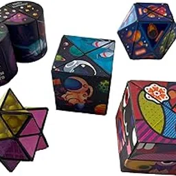 Toyoos Geometric Shape-Shifting Cube – Set of 5 | Transforms into 70+ Shapes | Fidget Puzzle Toy for Kids & Adults | Stress Relief, Brain Teaser, STEM Learning, Creative Play | Multicolor-picture-38