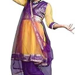 The Dance Bible Womens Kathak Dance Dress Anarkali Style Costume (Net Lehenga, 3 Piece Set - Embroidery Choli and Net Dupatta) (Free Size)-image-17