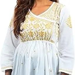 nature thread Lucknowi Hand Embroidered Chikankari Kurti for Women-picture-20
