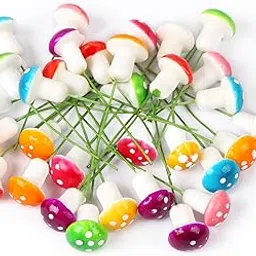 HASTHIP® 60 Pcs Mini Colorful Mushroom Decorations, 0.7'' Foam Ornaments for Planters, Fairy Gardens, Crafts, and DIY Projects-image-37