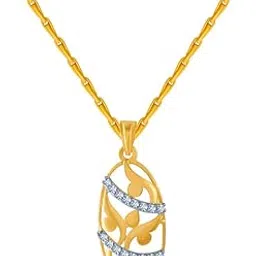 p.c. chandra jewellers 14k (585) Yellow Gold and American Diamond Pendant for Women-picture-24