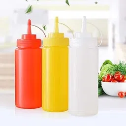 Istara Plastic Squeeze Bottle Ketchup Mustard Honey Sauce Dispenser Bottle, Set of 3 (Multi Color)-picture-28