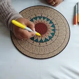 Niya KRAFTS DIY Wooden Mandala Decorative Plate, Round, 10 cm Diameter, Natural Wood Finish, Customisable Surface-picture-30