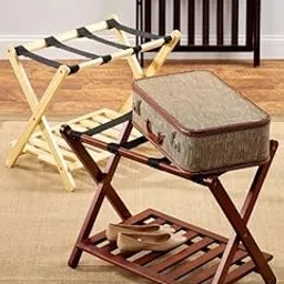 Wooden Luggage Rack with Shelf for Shoes, Accessories, Strong Bearing Sturdy Storage Free Space Wood Suitcase Rack Sheesham Wood Luggage Stand for Bedroom Hotel Guest Room with Solid Leg Quality A26-image-94