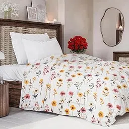 RD TREND Glace Cotton Duvet Cover for Single Bed with Zipper, Duvet Cover II Razai Cover II Quilt Cover Single Bed 60 x 90 Inches (Flower-Multi) image 1
