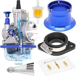 PWK 21mm Carburetor, Universal Mortorcycle Racing With Blue Float Bowl Horn Cup Intake Manifold Fit for 2T 4T Engine Scooter Motorcycle ATV Quad Pit Bike 212cc (21mm)-picture-29