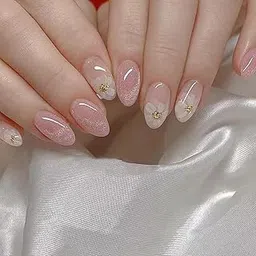 Nailea Premium Press On Nails Kit for Women | Reusable Artificial Nails With Glue | Long Lasting Glossy Finish | Easy to Apply Fake Nails for Salon Look at Home | Trendy Nail Art Set for All Occasions | Pink Color With White Color Flower Design Almond Shape Glossy Nails-image-83