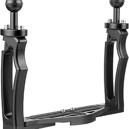 Underwater Video Stabilizer Holder Alloy Camera Tray Bracket Double Handheld Hand Grip with Ball Clamp Mount for Diving Aluminium Alloy Underwater Video Light Stabilizer Tray Diving Light Stand Tray-picture-60