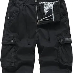 l'monte Imported Expandable Elastic Waist Outwear Cargo Shorts with Multi Pockets for Men Cotton Casual-picture-50