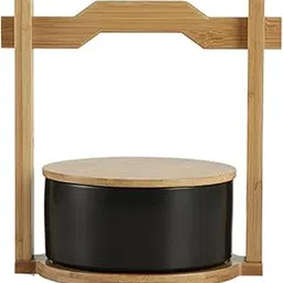 Merishopp Dessert Cake Stand Countertop Storage Container with Handle and Lid for Home Black-picture-17