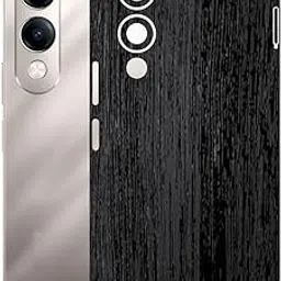 AtOdds Mobile Skin Sticker Wrap | Compatible for VIVO T4 LITE (5G) | Scratchproof Matte Finish | Full Coverage for All Sides & Camera Protection (Rustic Black Wood)-picture-23