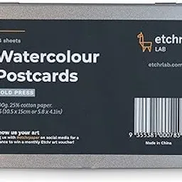 Etchr 25% Cotton Watercolor Postcards - 24 Cold Pressed Watercolor Postcards - 300g Blank Postcards for Mixed Media - Blank Cards for Painting & Art Supplies image 1