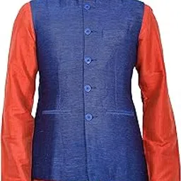 manyavar Men's Regular Fit Banded Collar Waistcoat (WC00042)-picture-39