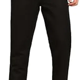 Men's Blended Linen Black Solid Contemporary Fit Casual Trouser-image-1