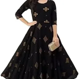 lee moda Designer Anarkali Dress, Ankle Length Women's Printed Maxi Dress Collection, 3/4 Sleeve, Flared Style, Available-picture-22