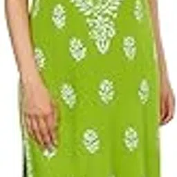 ms chikan arts Women's Rayon Sleeveless Lucknowi Chikankari Hand Work Round Neck Kurti-picture-27