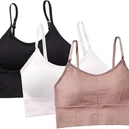dkoale Women Bra - Girls Bra Cotton Padded Bra Sports Bra (Adjustable Straps, Full Coverage, Removable Padded) (Gym Workout Running Yoga Bra) Free Size (Pack of 3), Size (28-34)-picture-27