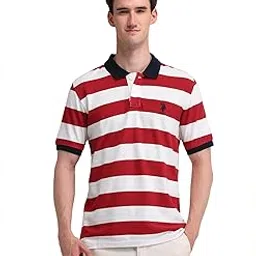 Men's Striped Slim Fit Polo Shirt-image-54