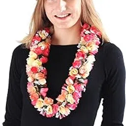 hawaii hangover Hawaiian Luau Party Kapiolani tuberose Fabric Flower Matching Lei and Head Band Haku Peach Pink-picture-12